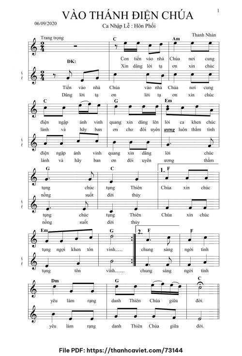 Vào Thánh Điện Chúa - Thanh Nhàn - trang 1