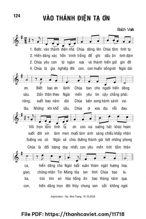 Vào thánh điện tạ ơn - Lm. Bạch Vân - trang 1