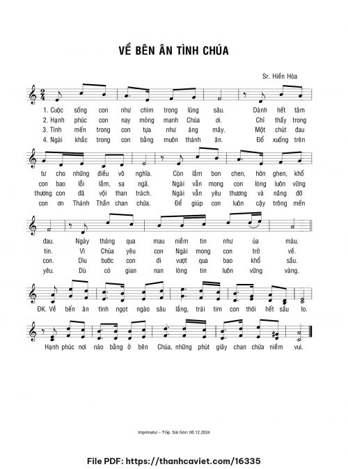 Về bên ân tình Chúa - Sr. Hiền Hòa - trang 1