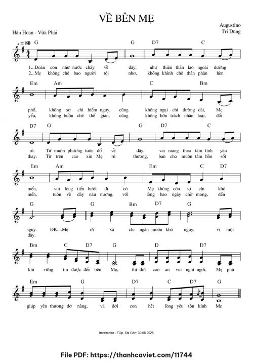 Về bên Mẹ - Augustino Trí Dũng - trang 1