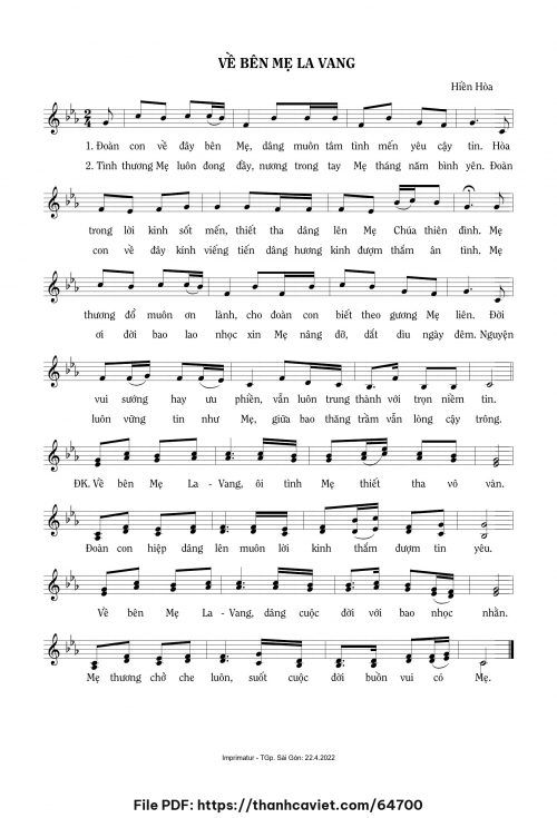 Về bên Mẹ La Vang - Sr. Hiền Hòa - trang 1