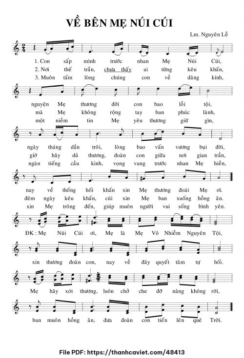 Về bên Mẹ Núi Cúi - Lm. Nguyên Lễ - trang 1