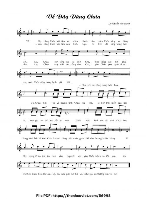 Về đây dâng Chúa - Lm. Nguyễn Văn Tuyên - trang 1