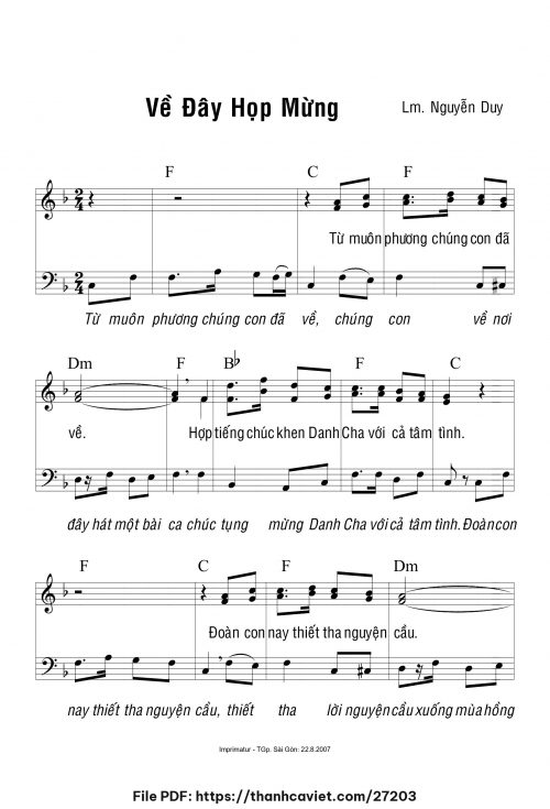 Về đây họp mừng - Lm. Nguyễn Duy - trang 1