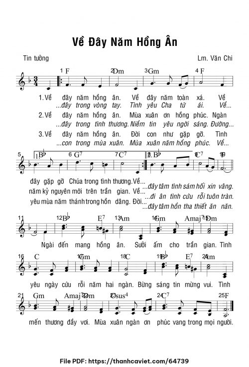 Về đây năm hồng ân - Lm. Văn Chi - trang 1