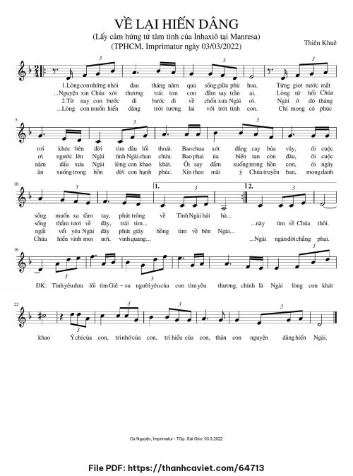 Về lại hiến dâng - Thiên Khuê - trang 1