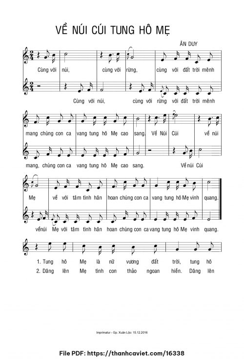 Về Núi Cúi tung hô Mẹ - Ân Duy - trang 1