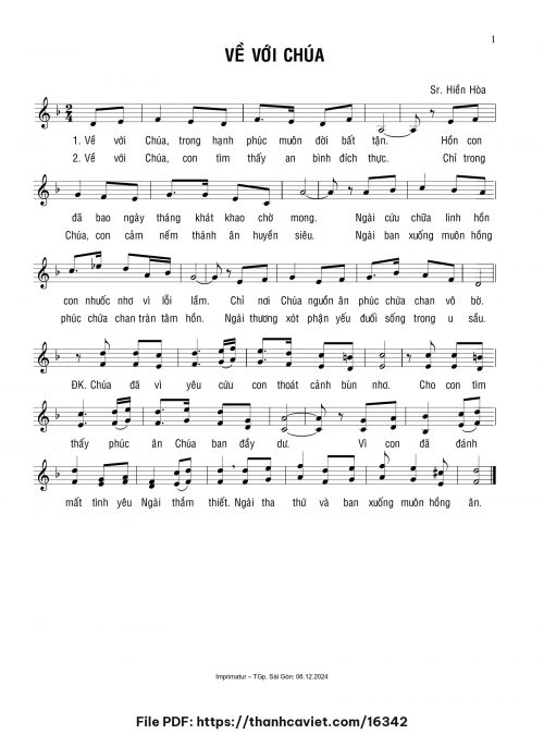 Về với Chúa - Sr. Hiền Hòa - trang 1