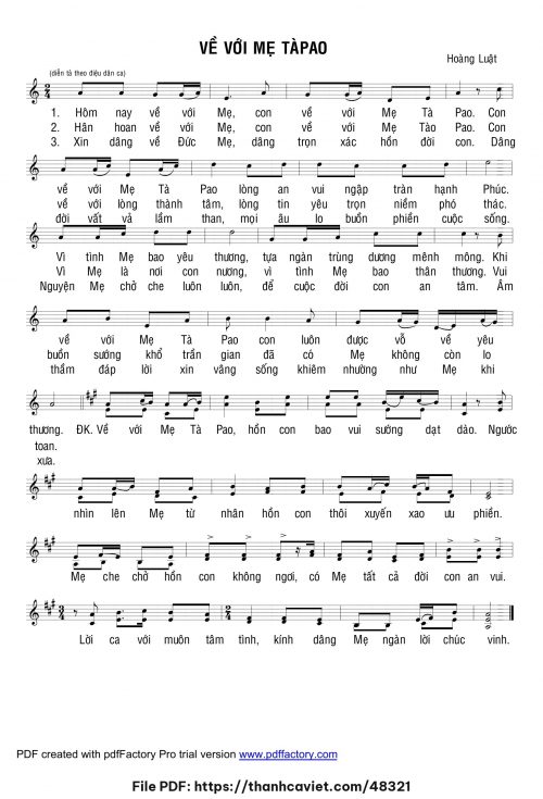 Về với Mẹ TàPao - Lm. Hoàng Luật - trang 1