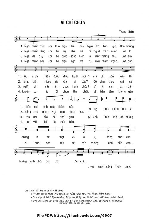 Vì chỉ Chúa - Lm. Trọng Khẩn - trang 1