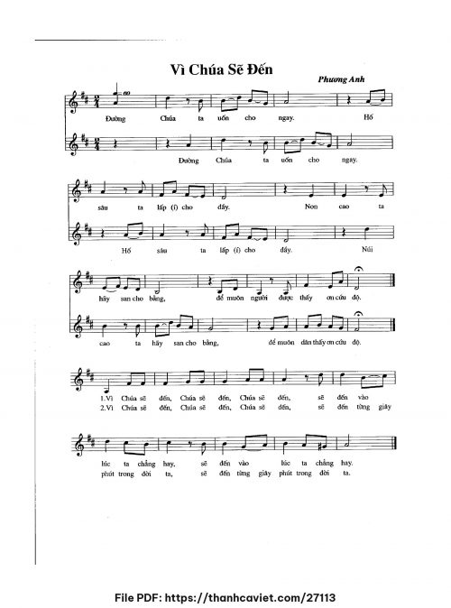 Vì Chúa sẽ đến - Lm. Phương Anh - trang 1
