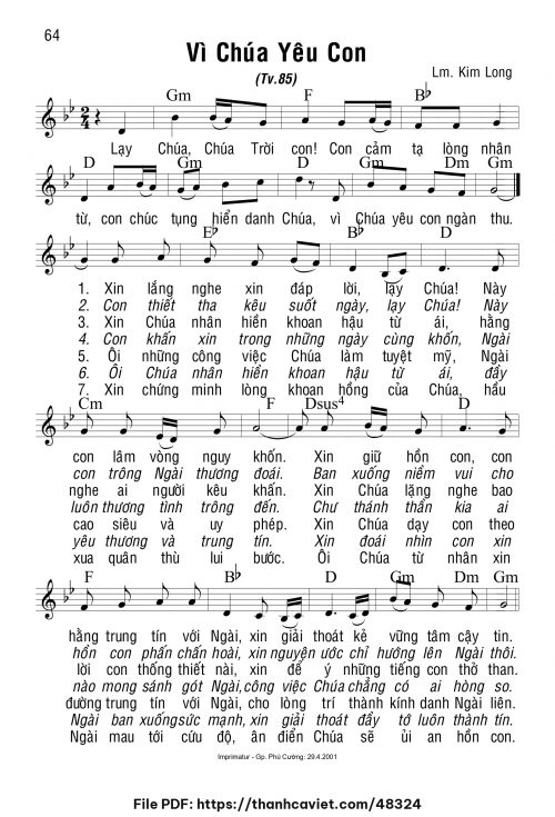 Vì Chúa yêu con - Lm. Kim Long - trang 1