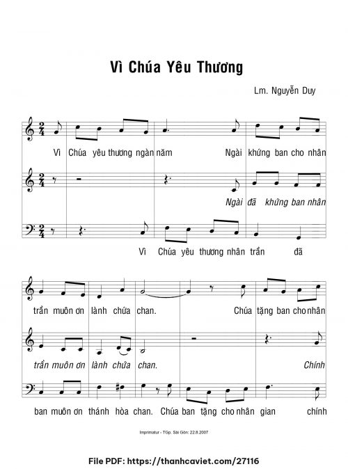 Vì Chúa yêu thương - Lm. Nguyễn Duy - trang 1
