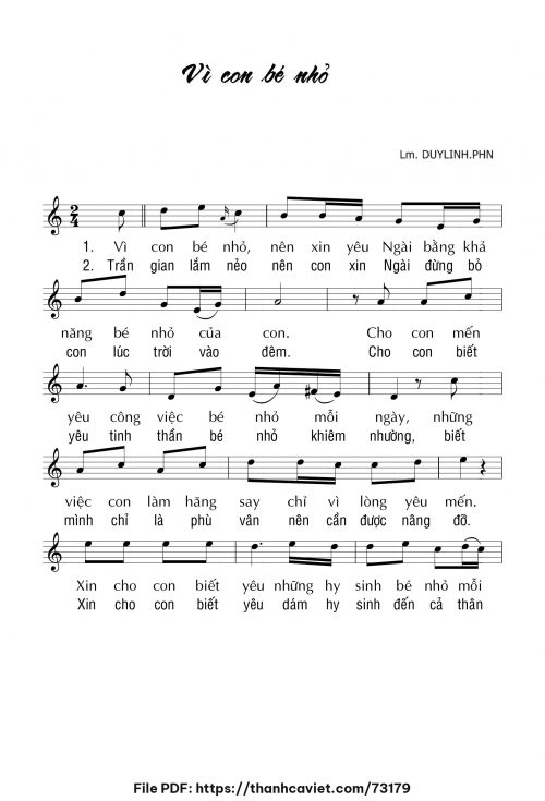 Vì con bé nhỏ - Lm. DUYLINH.PHN - trang 1