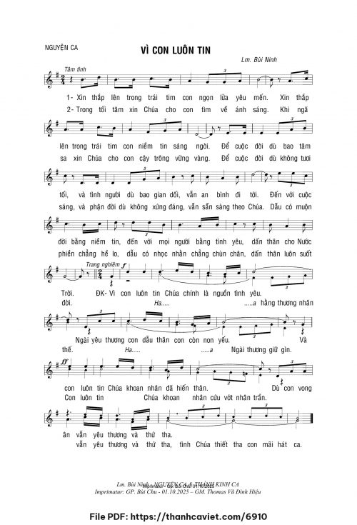 Vì con luôn tin - Lm. Bùi Ninh - trang 1