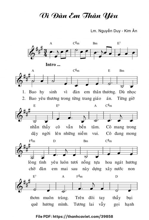 Vì đàn em thân yêu - Lm. Nguyễn Duy - trang 1