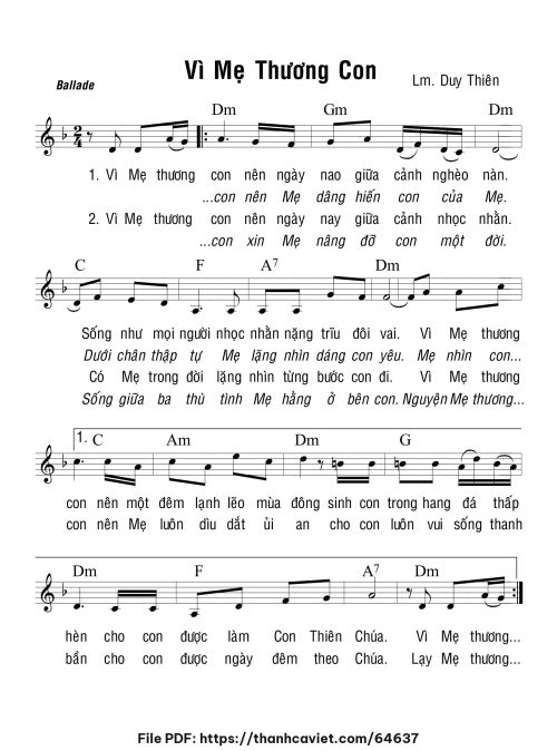 Vì Mẹ thương con - Lm. Duy Thiên - trang 1