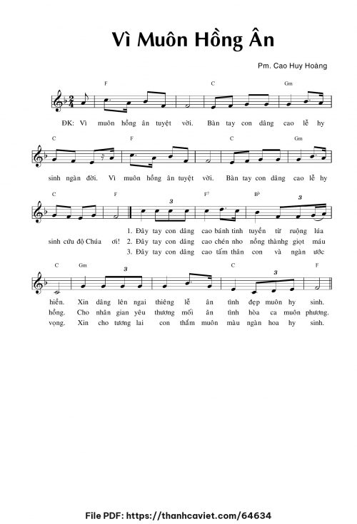 Vì muôn hồng ân - Cao Huy Hoàng - trang 1