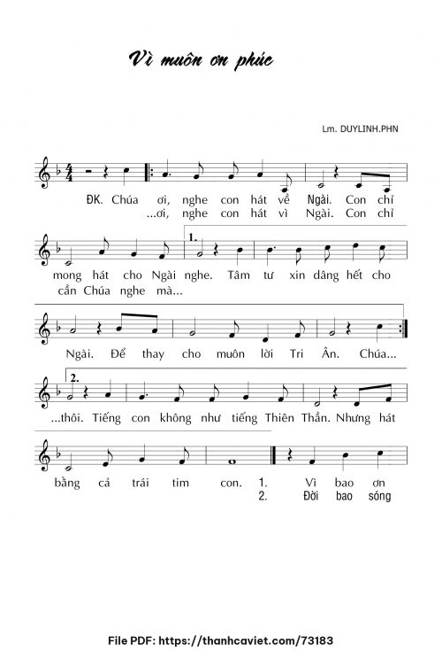 Vì muôn ơn phúc - Lm. DUYLINH.PHN - trang 1