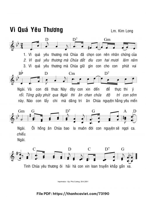 Vì quá yêu thương - Lm. Kim Long - trang 1