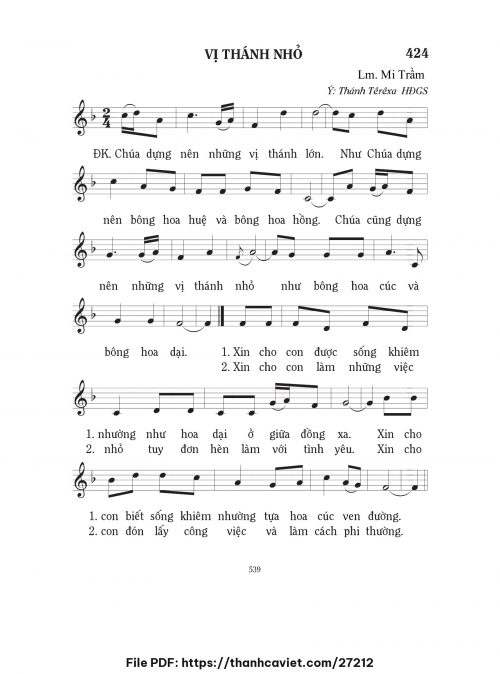 Vị Thánh nhỏ - Lm. Mi Trầm - trang 1