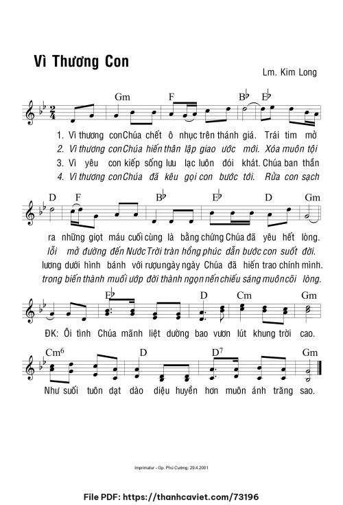 Vì thương con - Lm. Kim Long - trang 1