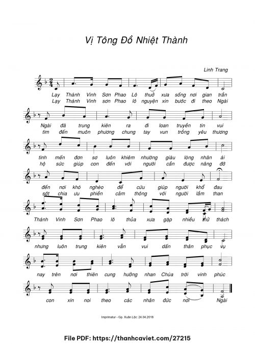 Vị tông đồ nhiệt thành - Linh Trang - trang 1