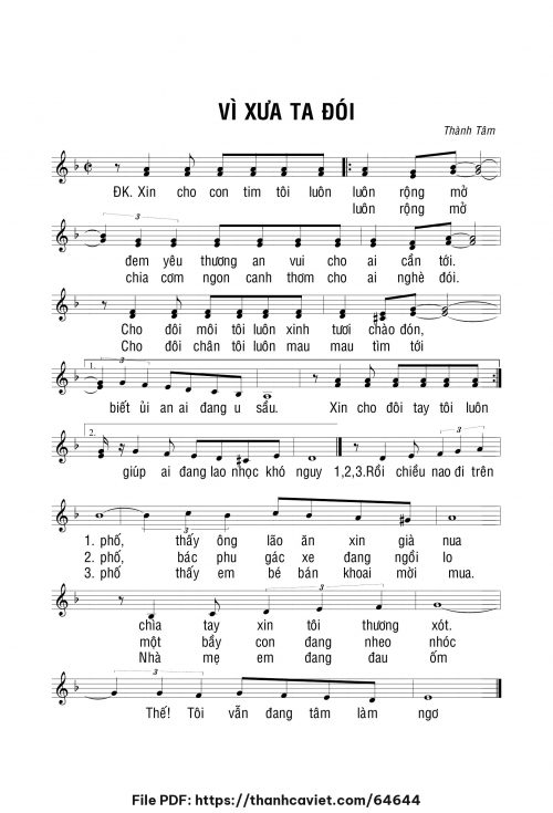 Vì xưa Ta đói - Lm. Thành Tâm - trang 1