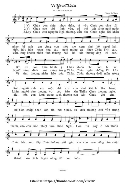 Vì yêu Chúa - Trương Thế Bạch - trang 1