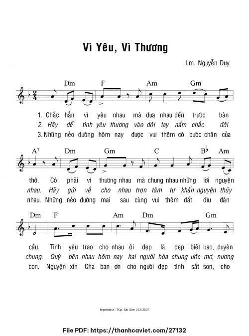 Vì yêu vì thương - Lm. Nguyễn Duy - trang 1