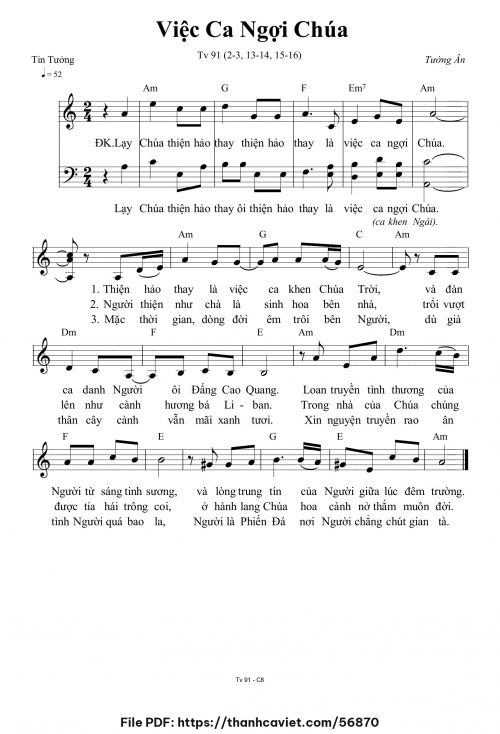 Việc ca ngợi Chúa - Tường Ân - trang 1