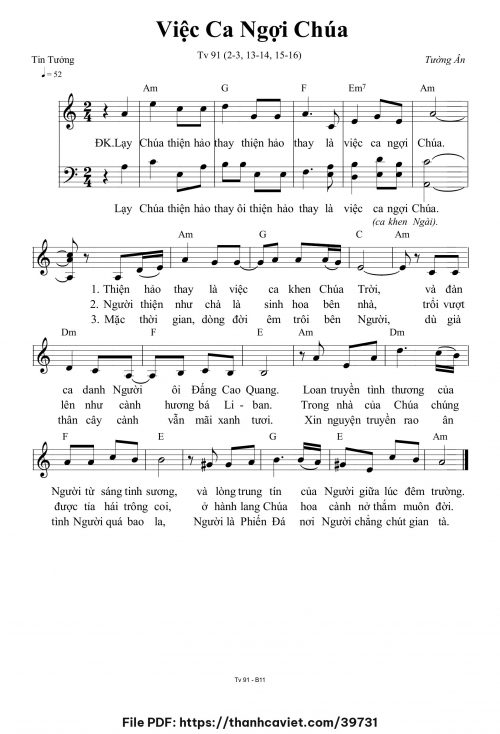 Việc ca ngợi Chúa - Tường Ân - trang 1