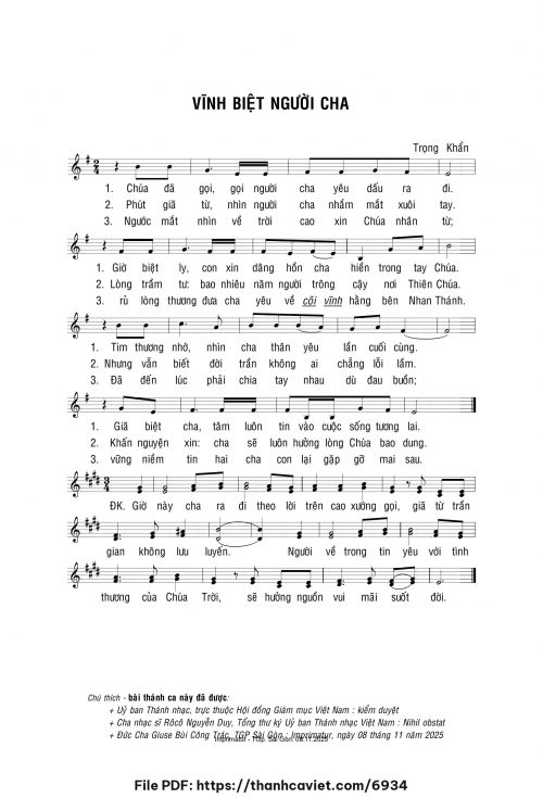 Vĩnh biệt người cha - Lm. Trọng Khẩn - trang 1