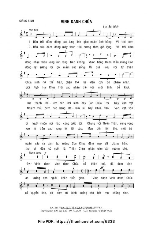 Vinh Danh Chúa - Lm. Bùi Ninh - trang 1