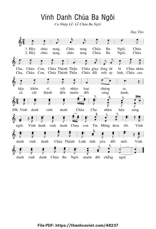 Vinh danh Chúa Ba Ngôi - Duy Tân - trang 1