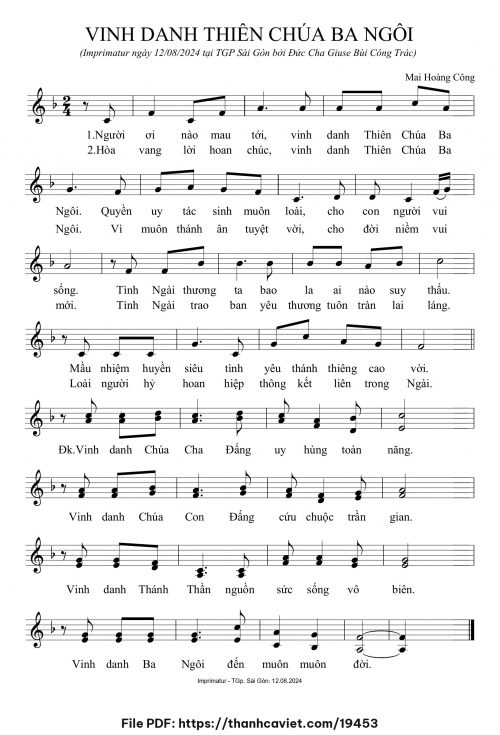 Vinh danh Thiên Chúa Ba Ngôi - Mai Hoàng Công - trang 1