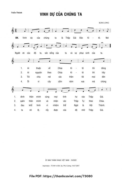 Vinh dự của chúng ta - Lm. Kim Long - trang 1