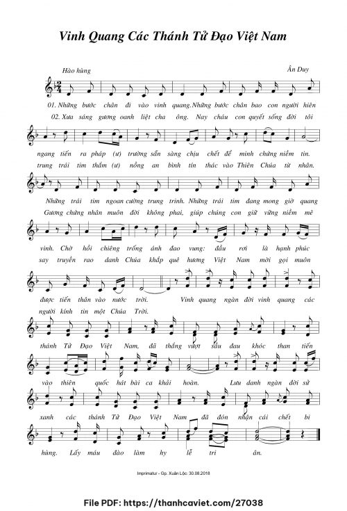 Vinh quang Các Thánh Tử Đạo Việt Nam - Ân Duy - trang 1
