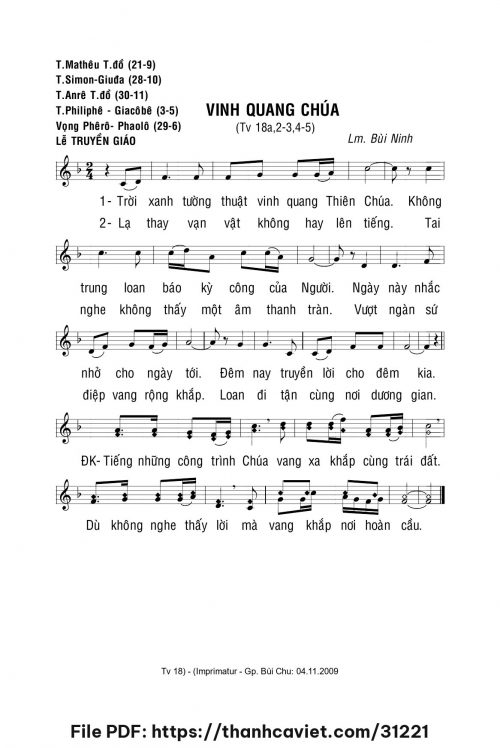 Vinh Quang Chúa - Lm. Bùi Ninh - trang 1