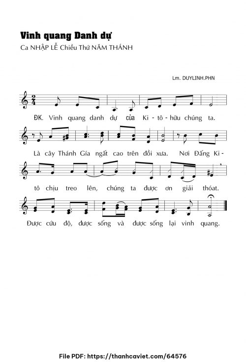 Vinh quang danh dự - Lm. DUYLINH.PHN - trang 1