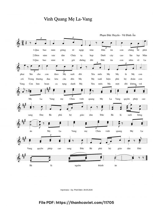 Vinh quang Mẹ La Vang - Phạm Đức Huyến - Vũ Đình Ân - trang 1