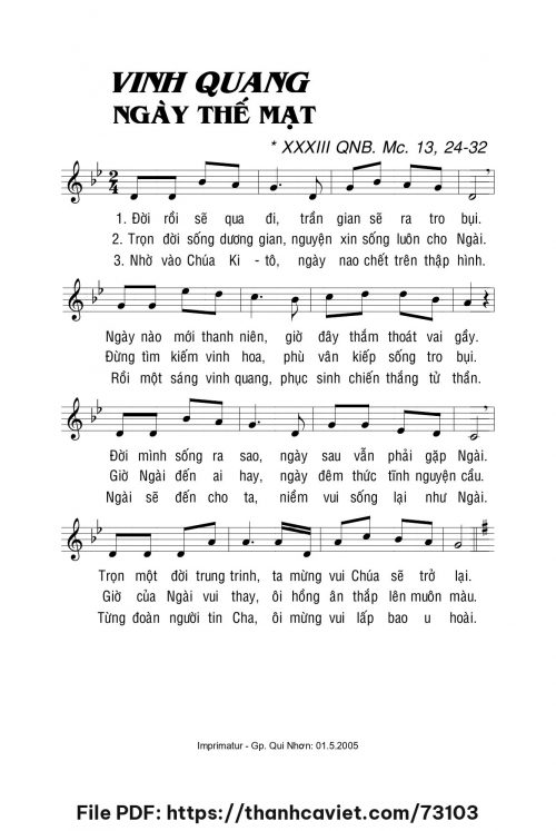 Vinh quang ngày thế mạt - Lm. La Thập Tự - trang 1