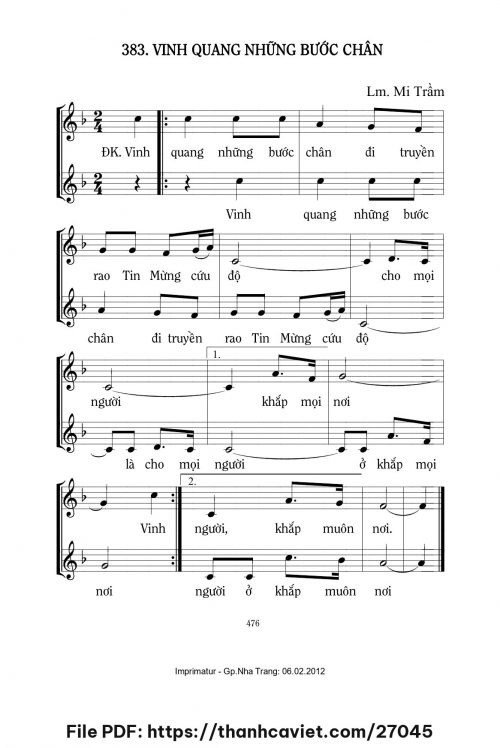 Vinh quang những bước chân - Lm. Mi Trầm - trang 1