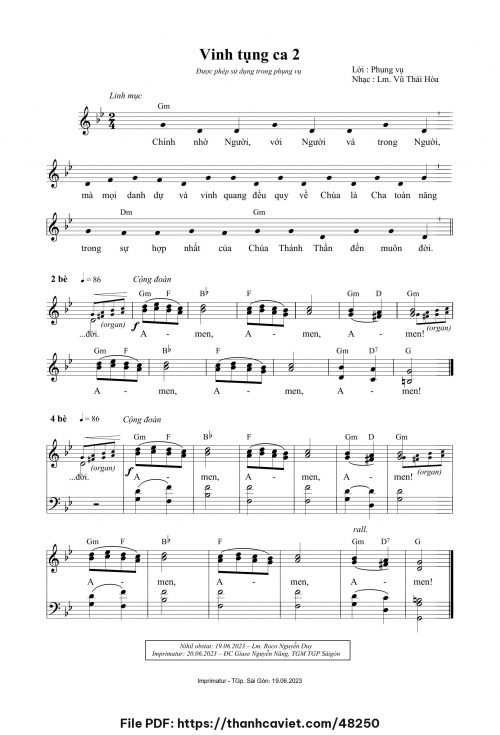 Vinh tụng ca 2 - Lm. Vũ Thái Hòa - trang 1