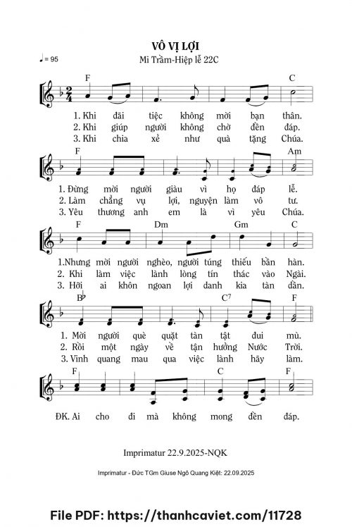 Vô vị lợi - Lm. Mi Trầm - trang 1