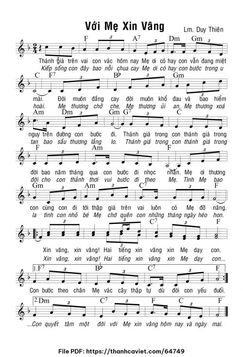 Với Mẹ xin vâng - Lm. Duy Thiên - trang 1