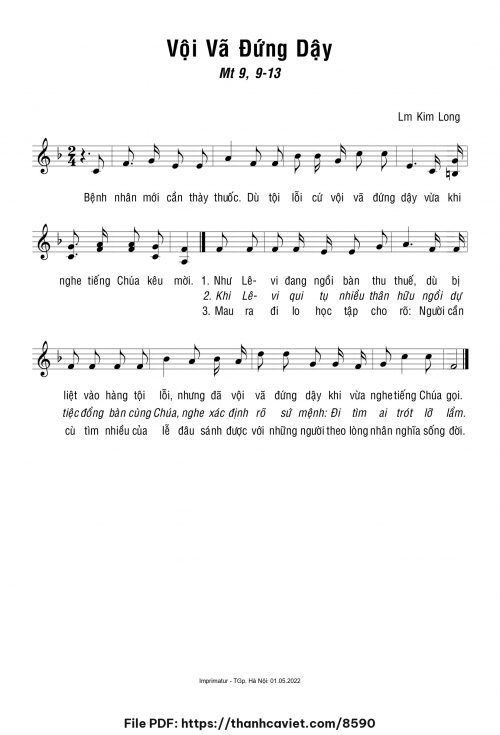 Vội vã đứng dậy - Lm. Kim Long - trang 1