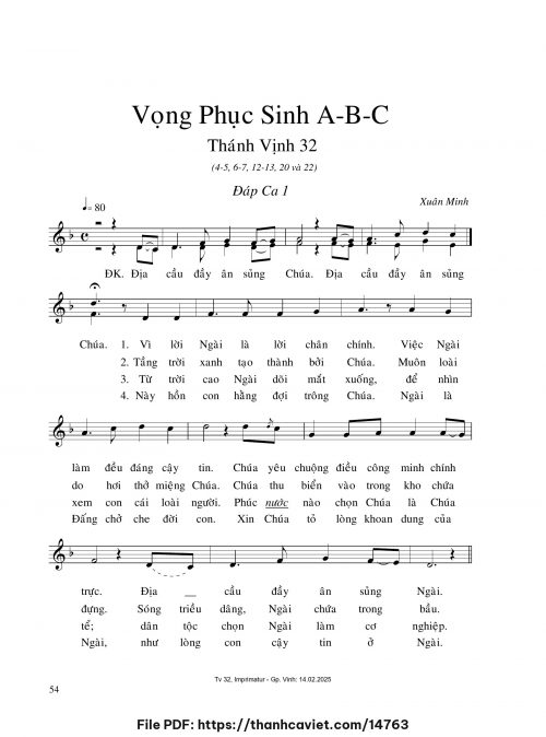 Vọng Phục Sinh ABC [Sau Bài đọc 1] - Xuân Minh - trang 1