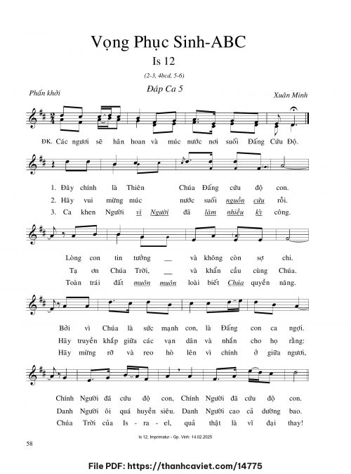 Vọng Phục Sinh ABC [Sau Bài đọc 5] - Xuân Minh - trang 1