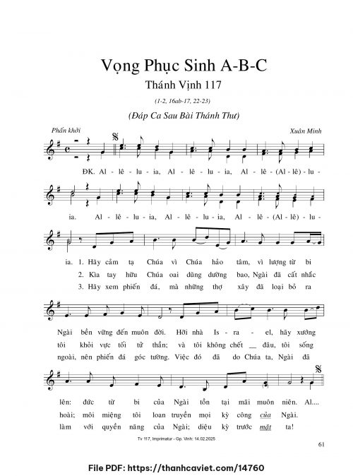 Vọng Phục Sinh ABC [Sau Bài Thánh Thư] - Xuân Minh - trang 1